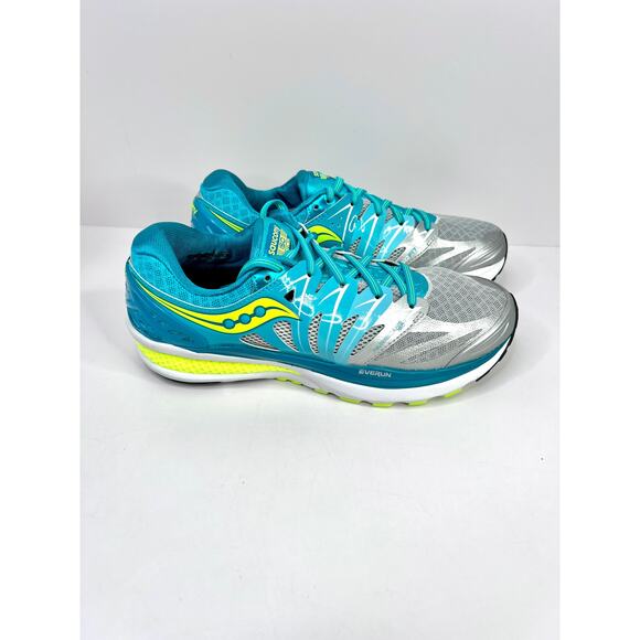 Saucony Size 10 Hurricane ISO 2 Womens Athletic Running Shoes BLUE/SILVER/CITRON - Picture 6 of 16